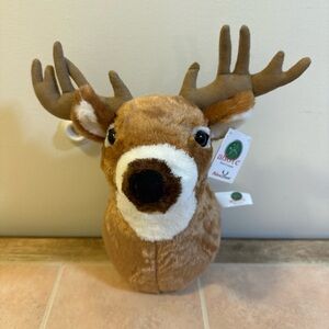 Adore Plush Deer Head Wall Decor - Brown and White